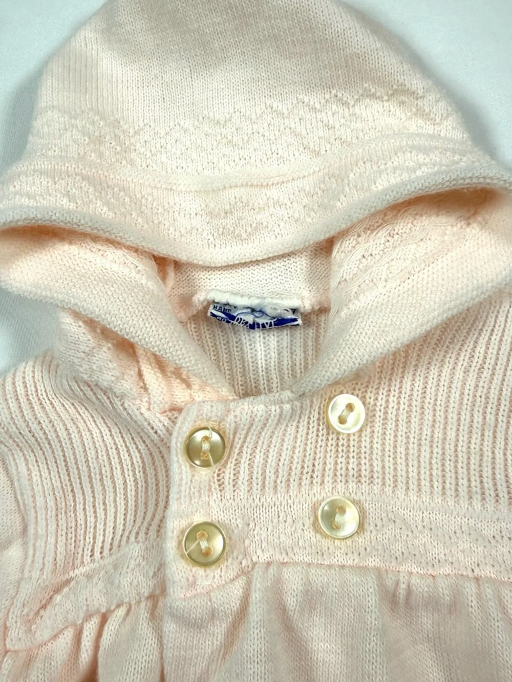 VINTAGE SEARS Girls Hooded‎ Knit Sweater Jacket 3-6 Months Cottagecore Heirloom